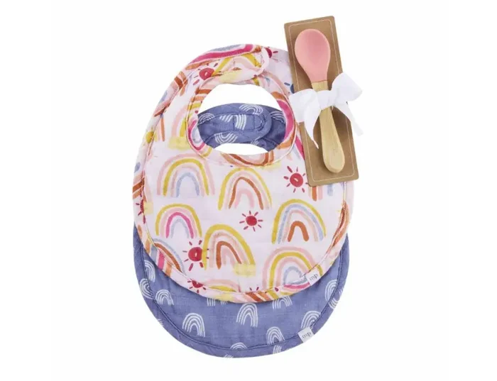 Rainbow Muslin Bib & Spoon Set