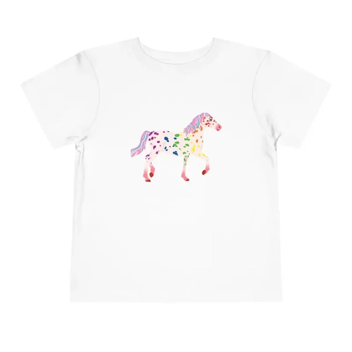 Rainbow On My Parade Horse Toddler Short Sleeve Tee Shirt