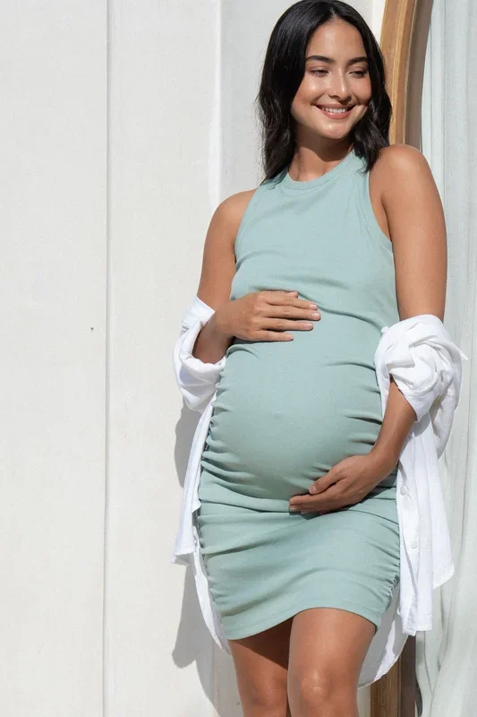 Real Love Rouched Dress – Sage