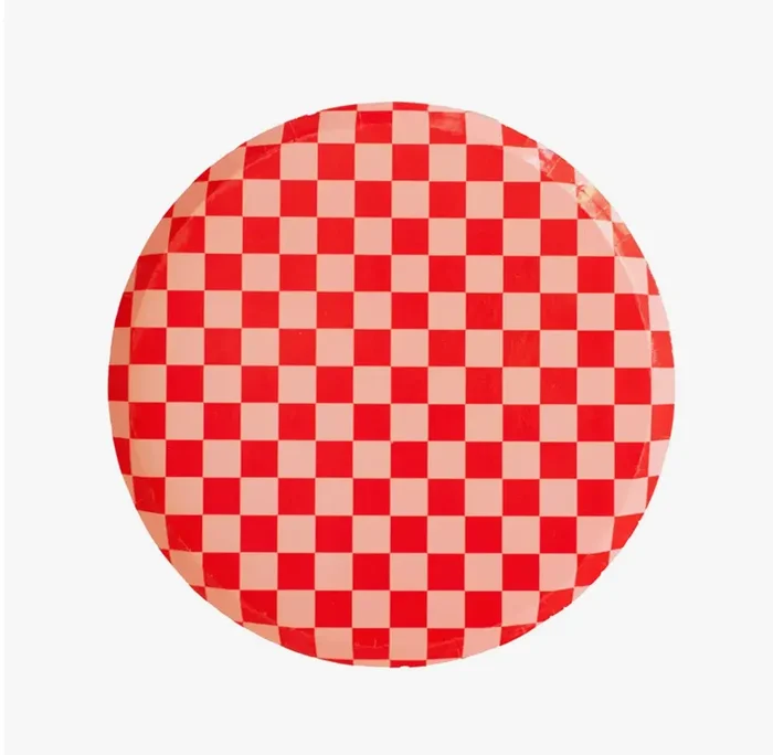 Red Check Large Dinner Plates For Valentine’s Day