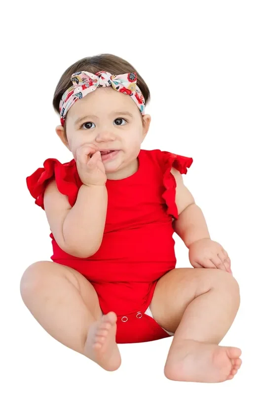 Red S/s Flutter Bodysuit