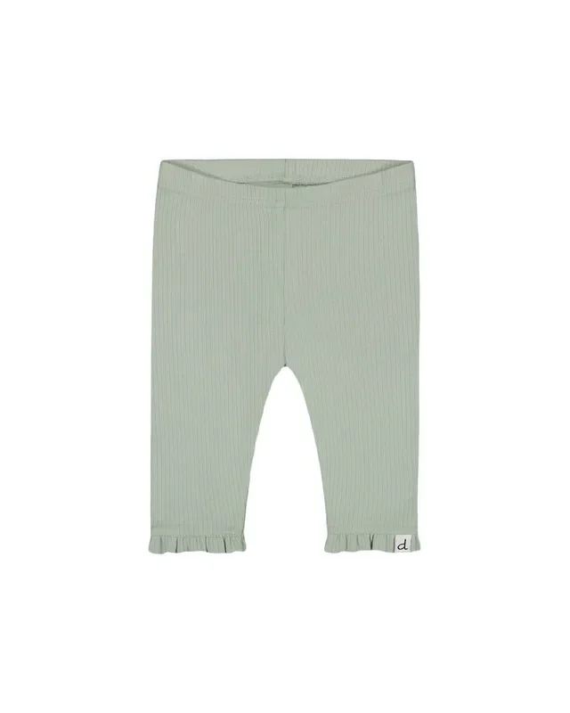 Rib Capri Legging With Frill Frosty Green