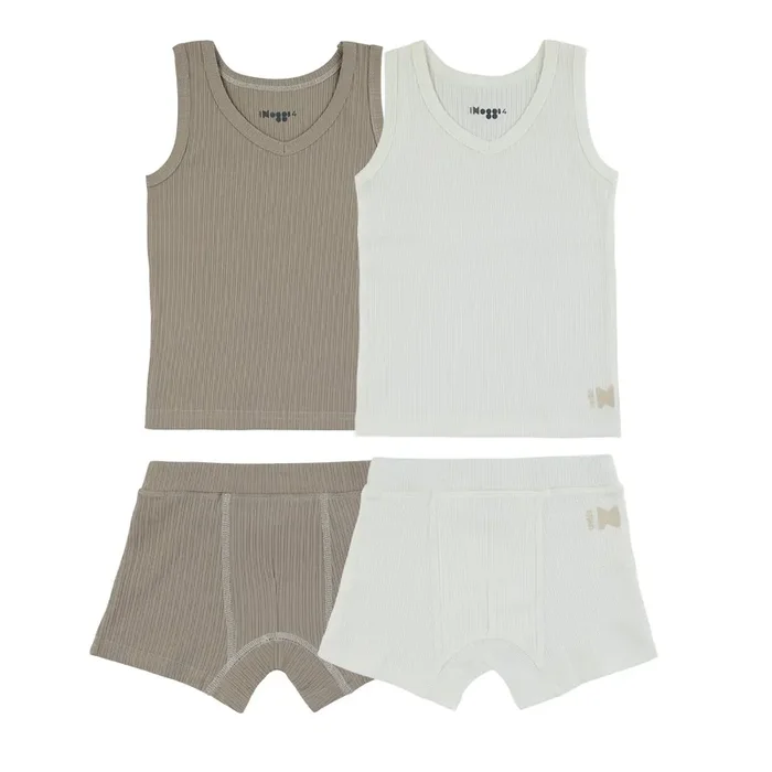 Ribbed Taupe + White (2 Sets)