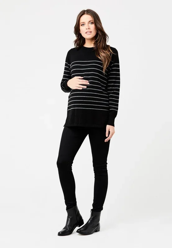 Ripe Button Up Stripe Maternity & Nursing Knit Top