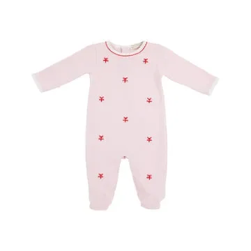 Rock Me Romper- Palm Beach Pink with Present Embroidery