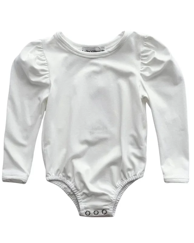 Rosalind Puff Long Sleeve Leotard – White
