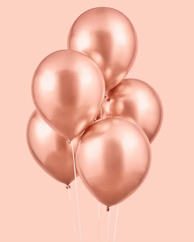 Rose Gold Chrome Pack – 25 Metallic Balloons