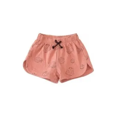 Rose Printed Fleece Shorts Sea Shells