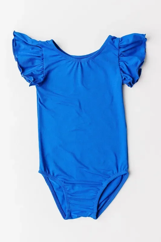 Royal Blue S/s Flutter Sleeve Leotard