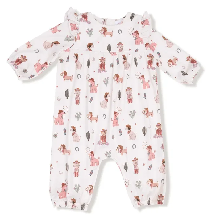 Ruffle Sleeve Romper | Cowgirl Dogs