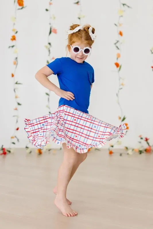 Ruffle Twirl Skort | Patriotic Plaid