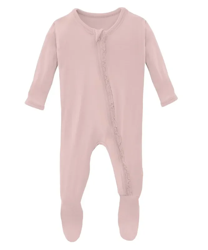 Ruffle Zipper Footie | Baby Rose