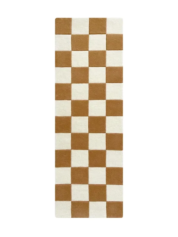 Rug Checkerboard Terra Brown 1.8 X 5.2 Ft