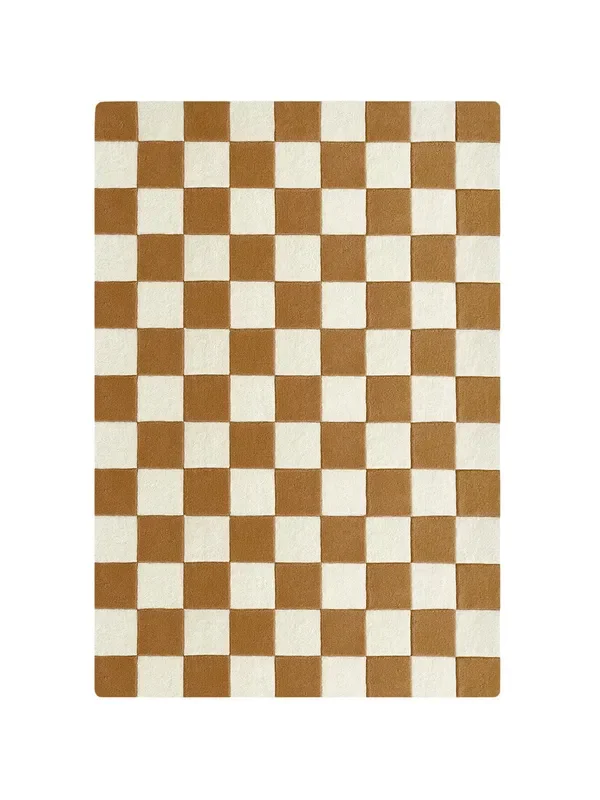 Rug Checkerboard Terra Brown 3.9 X 5.9 Ft