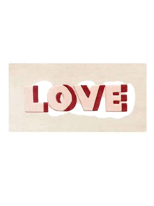 Rug Love Cream / Red Print 3.3 X 1.6 Ft