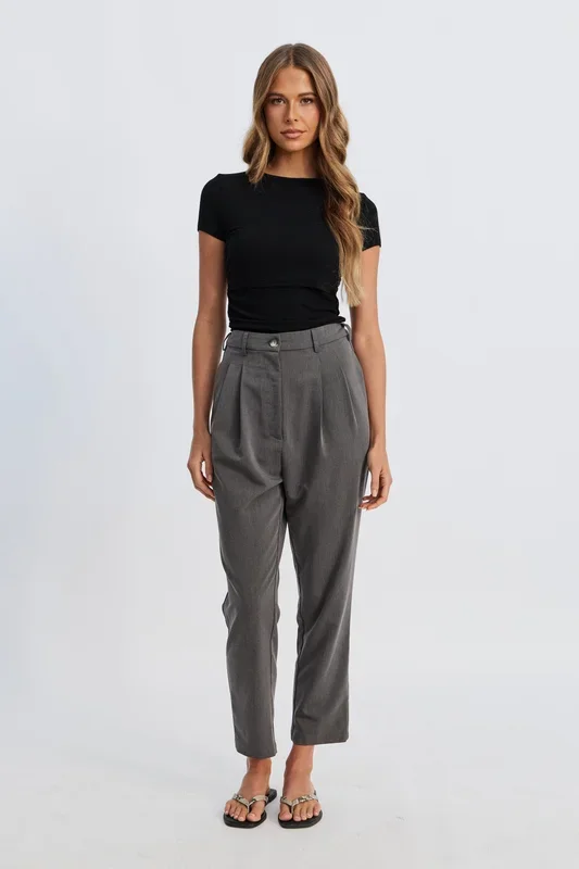 Sadie Adjustable Waist Tailored Trouser – Grey