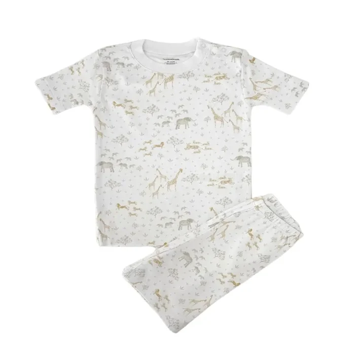 Safari Snug Fit & Short Pajama Set, White