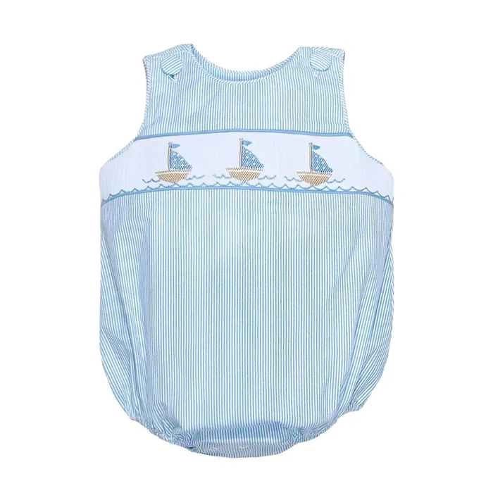 Sailboat Christopher Light Blue Spanish Stripe Sunsuit