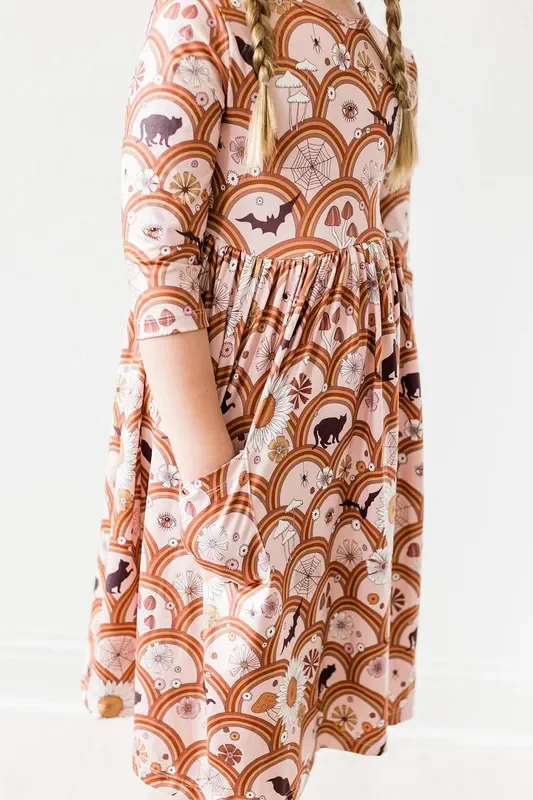 SALE Hocus Pocus 3/4 Sleeve Pocket Twirl Dress