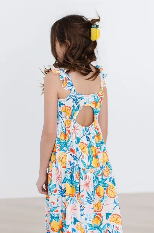 SALE Tropical Summer Ruffle Maxi Dress