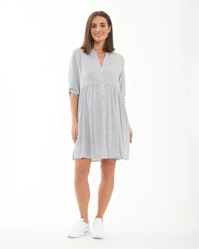 Sam Stripe Dress Slate / White