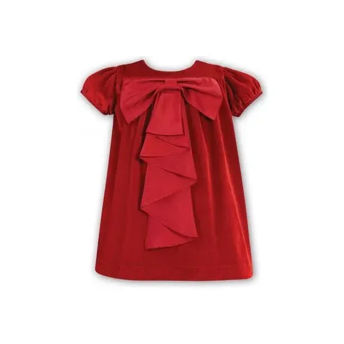 Sarah Louise Red Velvet Bow Dress