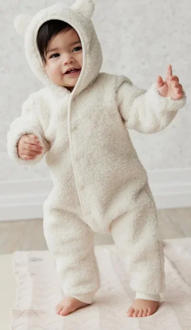 Sasha Recycled Polyester Sherpa Onepiece – Natural