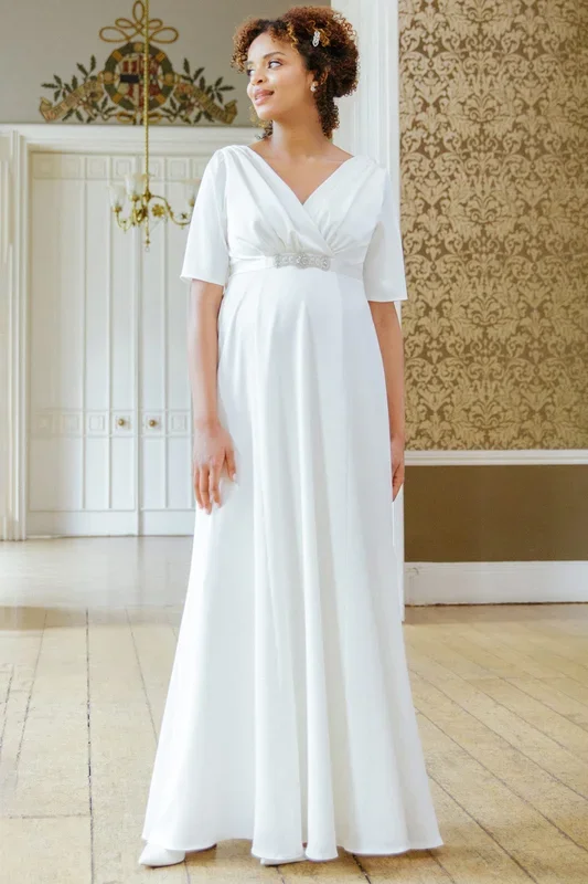 Satin maternity bridal gown