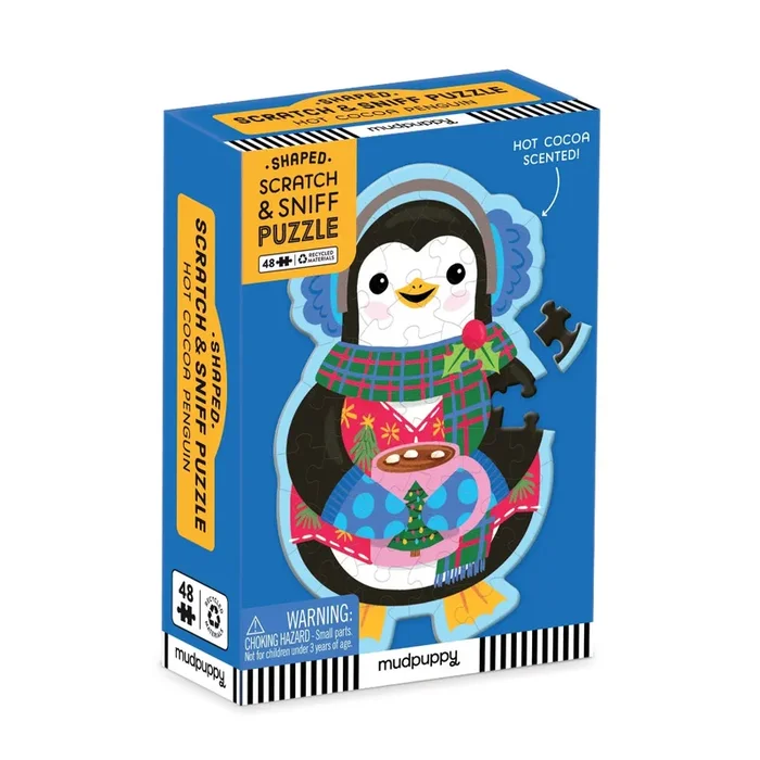Scratch & Sniff Shaped Mini Puzzle – Hot Cocoa Penguin