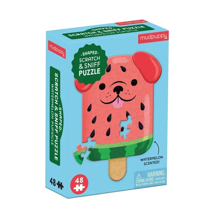 Scratch & Sniff Shaped Mini Puzzle – Watermelon Pupsicle