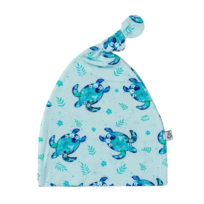 Sea Turtles | Bamboo Newborn Baby Knotted Hat