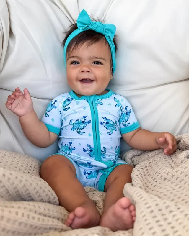 Sea Turtles | Bamboo Shorty Zipper Romper – Baby, Infant & Toddler