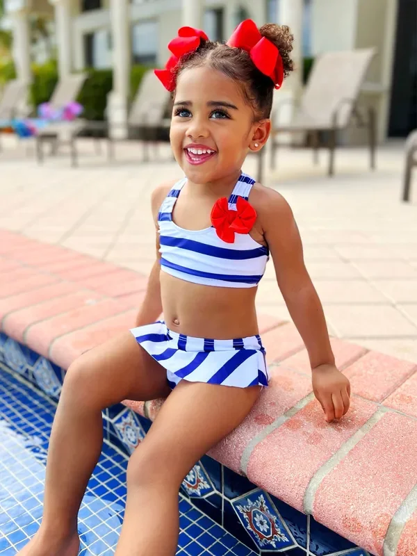Seas The Day Striped Two Piece Swimsuit