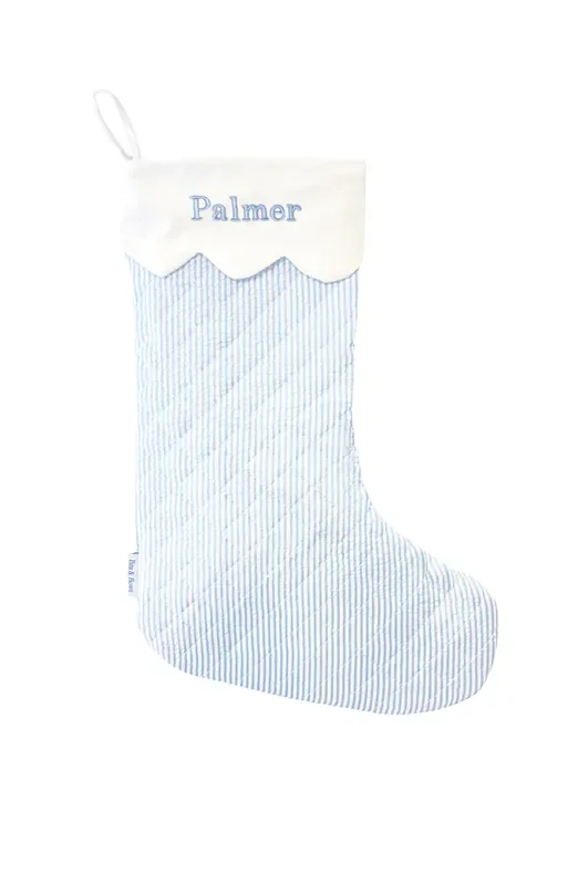 Seersucker Christmas Stocking (blue)