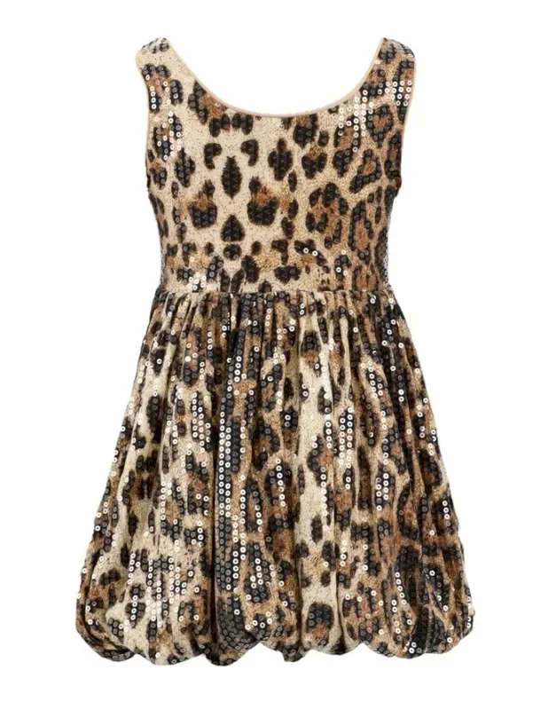 Sequin Bubble Dress | Leopard