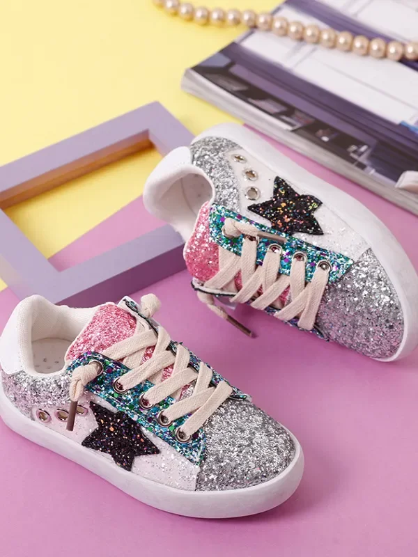 Sequin Sensation Casual Silver Sneakers by Liv and Mia