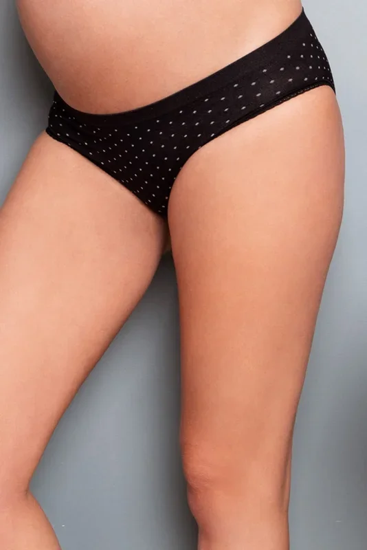 Set of 2 seamless maternity briefs, white and polka dot print