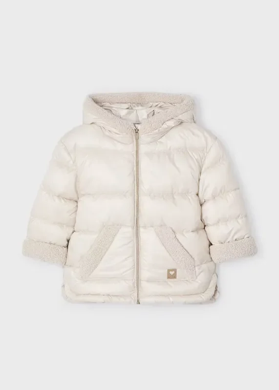 Sherpa Trim Puffer Coat with Hood