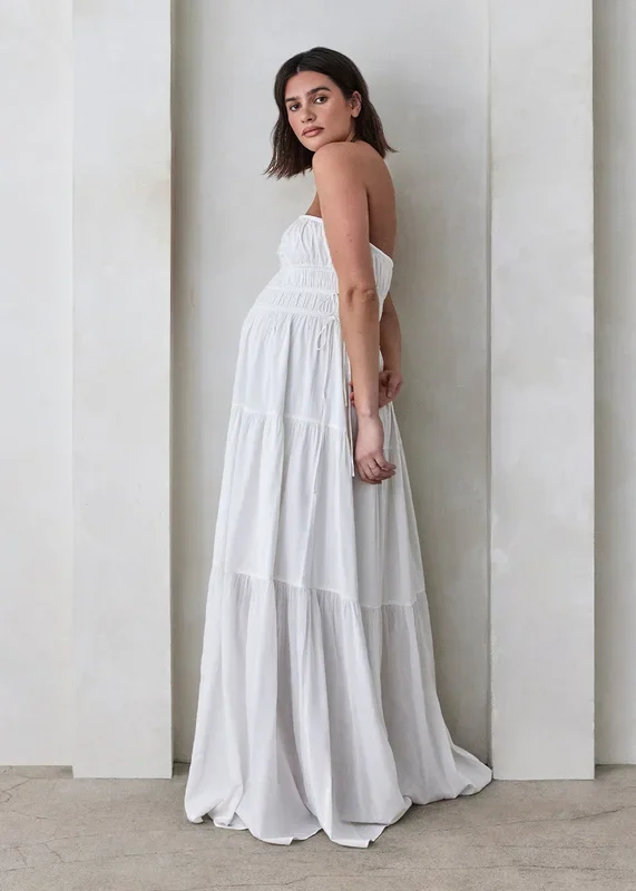Shirred Strapless Gown