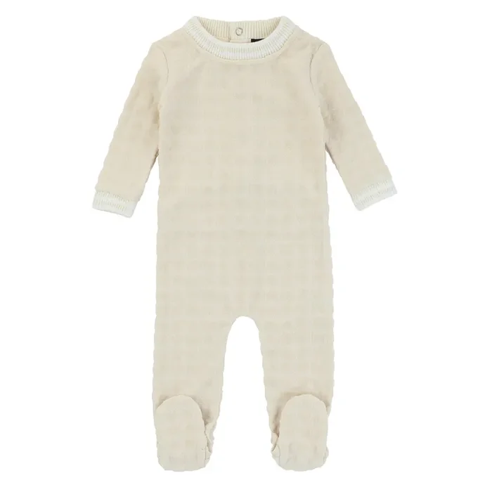 Signature Heart Print Footie, Natural