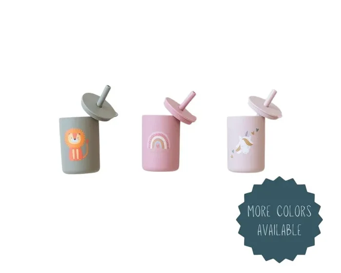 Silicone Straw Cup For Babies & Toddlers – 6oz Silicone Sippy Cup
