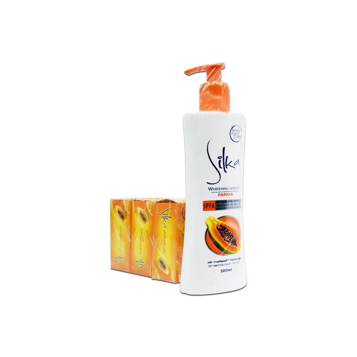Silka Papaya Lotion 500ml + Silka Papaya Soap 135gm 3’S Offer