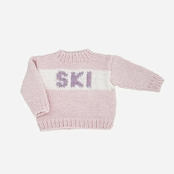 Ski Sweater, Baby Pink Kids Christmas Holiday