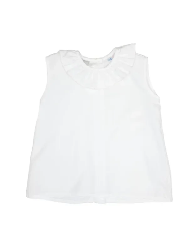 Sleeveless Ruffle Top – White/Pink