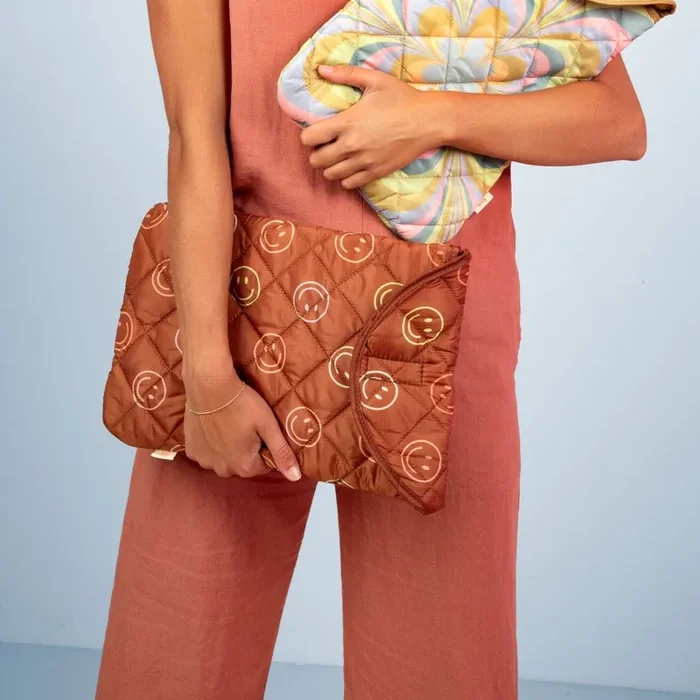 Smiley Puffy Foldover Laptop Sleeve