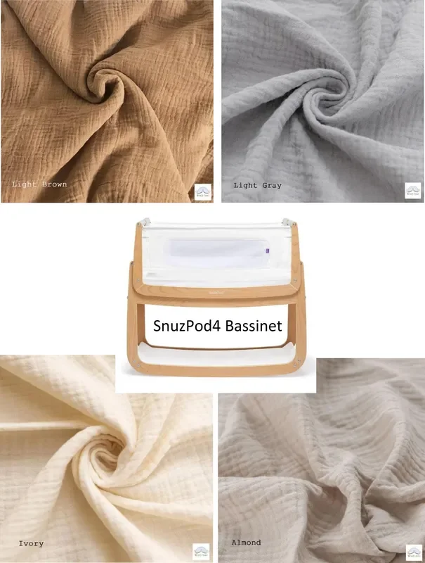 Snuzpod 4 Bassinet Cradle Custom Made Fitted Sheet – Organic Cotton Gauze