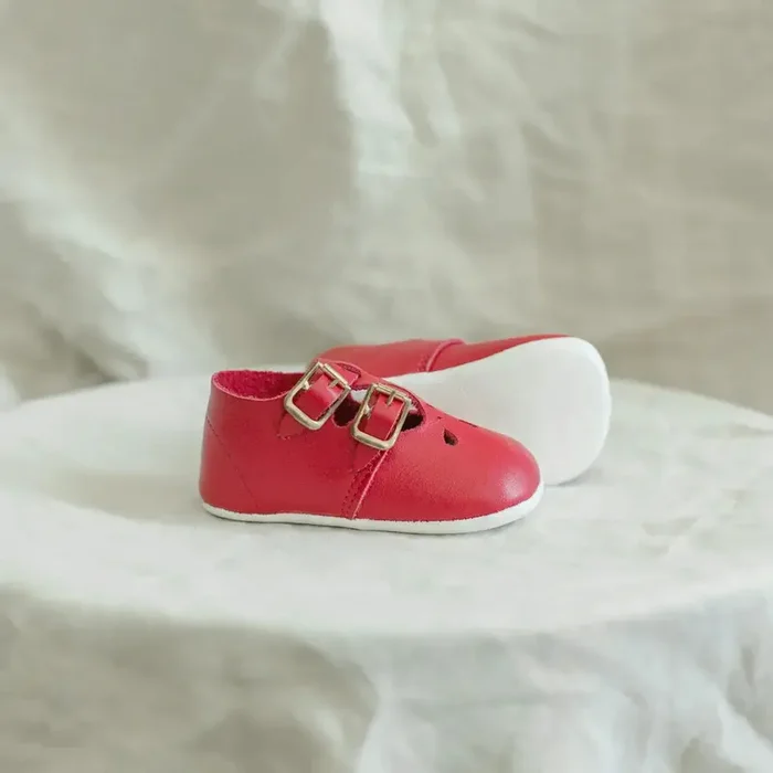 Soft Soled Double T-strap – Red
