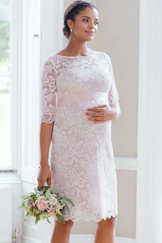 Spitzen Umstandsbrautkleid Hellrosa