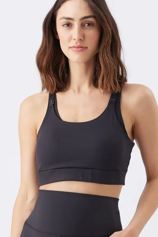 Sports nursing bra crop top black