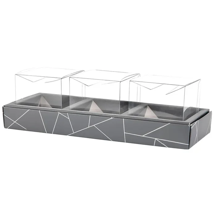 Square Shaped Clear Boxes With Rectangle Tray Gray 11 ” X 3.9 ” X 1.3 “